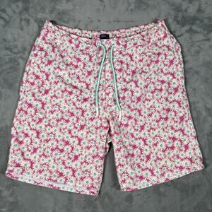 Johnnie-O Elliston Daisy Floral Swim Trunks Pink Cream Men’s M